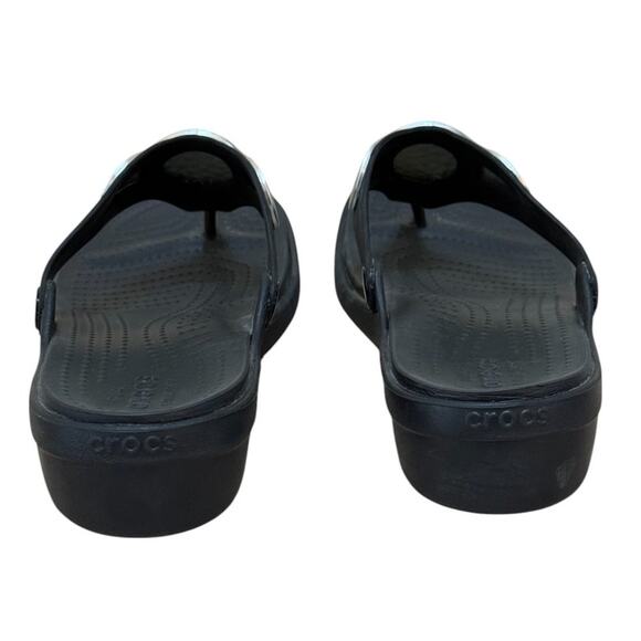Not For Sale Crocs Sandals Women 10 Black Sanrah Embellished Wedge - Picture 4 of 7